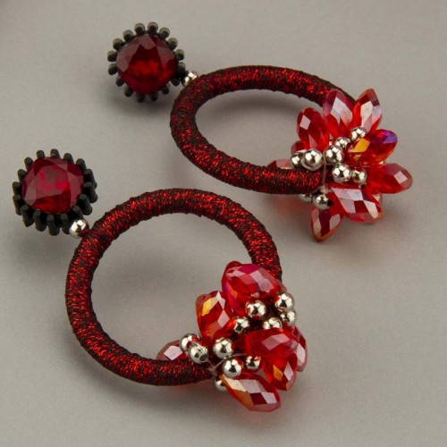 Arihant Red Handcrafted Circular Drop Earrings 35301