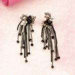 Arihant Black And White Beaded Handcrafted Contemporary Drop Earrings 35310