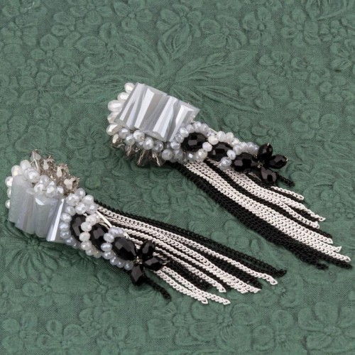 Arihant Black And Grey Beaded Handcrafted Contemporary Drop Earrings 35320