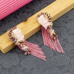 Arihant Pink And Mauve Beaded Tasselled Handcrafted Drop Earrings 35323