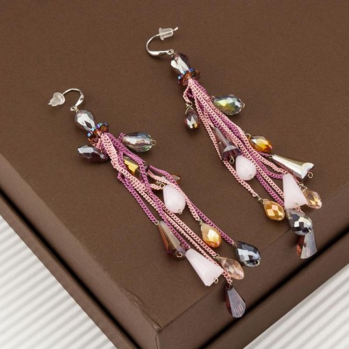 Arihant Pink Silver Plated Handcrafted Contemporary Drop Earrings 35326