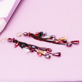 Arihant Red And Black Handcrafted Tasseled Contemporary Drop Earrings 35328