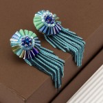 Arihant Blue Tasselled Handcrafted Contemporary Drop Earrings 35330