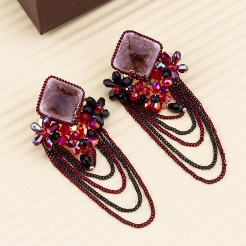 Arihant Red And Black Handcrafted Contemporary Drop Earrings 35335