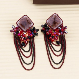 Arihant Red And Black Handcrafted Contemporary Drop Earrings 35335
