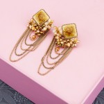 Arihant Beige And Peach Coloured Stone Studded Handcrafted Drop Earrings 35339