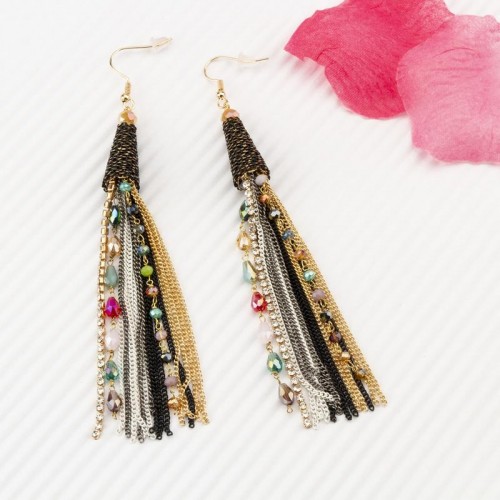 Arihant Black And White Handcrafted Contemporary Drop Earrings 35345