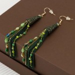 Arihant Green And Gold Toned Handcrafted Tasseled Contemporary Drop Earrings 35346