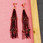 Arihant Maroon And Black Handcrafted Tasselled Drop Earrings 35349