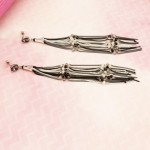 Arihant Grey And White Silver Plated Tasselled Handcrafted Drop Earrings 35352