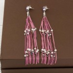 Arihant Pink And Lavender Silver Plated Tasselled Handcrafted Drop Earrings 35353