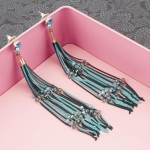 Arihant Blue Silver Plated Tasselled Handcrafted Contemporary Drop Earrings 35354