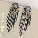 Arihant Blue & White Gold-Plated Stone-Studded & Beaded Handcrafted Drop Earrings 35531