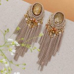 Arihant Beige Gold-Plated Handcrafted Circular Drop Earrings 35532