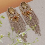 Arihant Beige Gold-Plated Handcrafted Circular Drop Earrings 35532