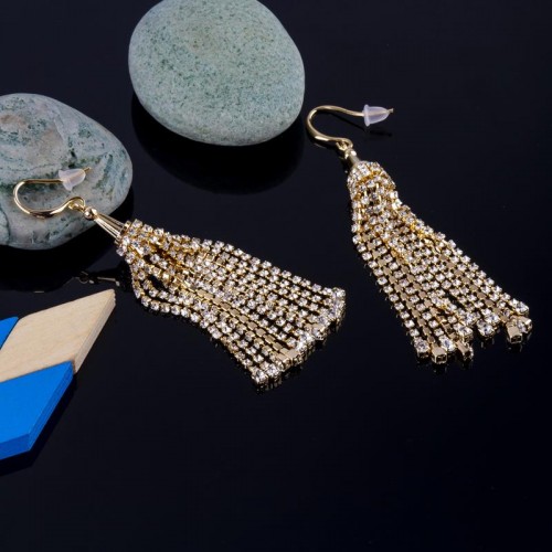 Arihant Gold-Plated Handcrafted Contemporary Drop Earrings 35551