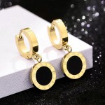 Arihant Gold Plated Stainless Steel Circular Roman Numerals Drop Earrings