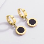 Arihant Gold Plated Stainless Steel Circular Roman Numerals Drop Earrings
