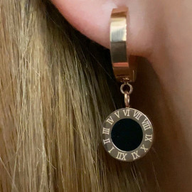 Arihant Gold Plated Stainless Steel Circular Roman Numerals Drop Earrings