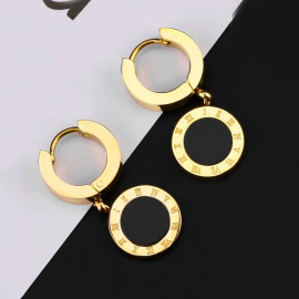 Arihant Gold Plated Stainless Steel Circular Roman Numerals Drop Earrings