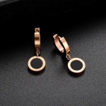 Arihant Rose Gold Plated Stainless Steel Circular Roman Numerals Drop Earrings