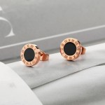 Arihant Stainless Steel Rose Gold Plated Roman Numerals Black Center Stud Earrings