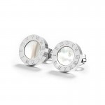 Arihant Stainless Steel Silver Plated Roman Numerals White Center Anti Tarnish Stud Earrings