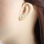 Arihant Gold Plated Stainless Steel Circular CZ Studded Roman Numerals Stud Earrings