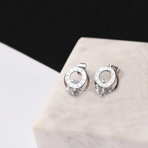 Arihant Silver Plated Stainless Steel Circular CZ Studded Roman Numerals Stud Earrings