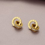 Arihant Gold Plated Stainless Steel Circular CZ Studded Roman Numerals Hoop Earrings