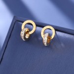 Arihant Gold Plated Stainless Steel Circular CZ Studded Roman Numerals Hoop Earrings