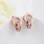 Arihant Rose Gold Plated Stainless Steel Circular CZ Studded Roman Numerals Hoop Earrings