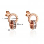 Arihant Rose Gold Plated Stainless Steel Circular CZ Studded Roman Numerals Hoop Earrings