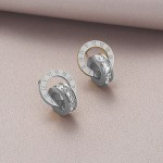 Arihant Silver Plated Stainless Steel Circular CZ Studded Roman Numerals Hoop Earrings