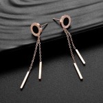 Arihant Rose Gold Plated Stainless Steel Circular Roman Numerals Contemporary Drop Earrings