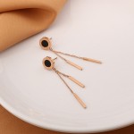 Arihant Rose Gold Plated Stainless Steel Circular Roman Numerals Contemporary Drop Earrings