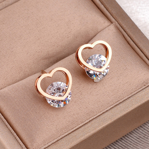 Arihant Rose Gold Plated Stainless Steel CZ studde...