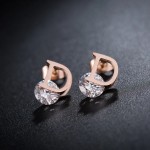 Arihant Rose Gold Plated Stainless Steel CZ studded Alphabetical Letter "D" Stud Earrings