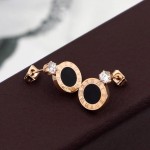 Arihant Rose Gold Plated Stainless Steel CZ Studded Black Center Roman Numerals Stud Earrings
