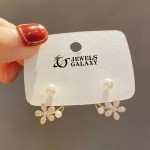 Arihant Gold Plated Korean Beautiful Floral AD Pearl Stud Earrings