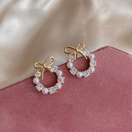 Arihant Gold Plated Korean Amazing AD-Pearl Stud Earrings