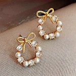 Arihant Gold Plated Korean Amazing AD-Pearl Stud Earrings