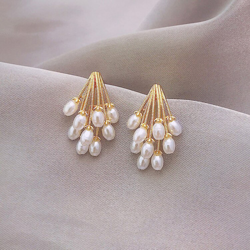 Arihant Gold Plated Beautiful Pearl Vine Korean Drop Earrings