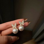 Arihant Gold Plated AD and Pearl Butterfly Korean Drop Earrings