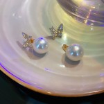 Arihant Gold Plated AD and Pearl Butterfly Korean Drop Earrings