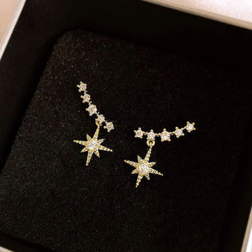 Arihant Gold Plated Trending Korean Shuriken and Stars Ear Cuffs Style Drop Earrings