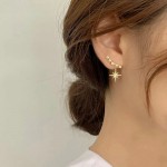 Arihant Gold Plated Trending Korean Shuriken and Stars Ear Cuffs Style Drop Earrings