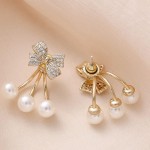 Arihant Gold Plated Korean Bow Tie Pearl Stud Earrings