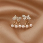 Arihant Gold Plated Korean Bow Tie Pearl Stud Earrings