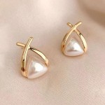 Arihant Gold Plated Amazing Korean Triangular Pearl Stud Earrings